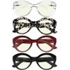 imageEyekepper 4 Packing Round Reading Glasses Women Large Frame Stylish Readers 150Blue Light Blockingb404 Pairs