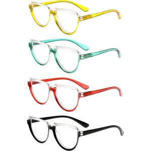 imageEyekepper 4 Pack Reading Glasses Large Frame  Oversize Ladies Half Moon Design Readers4pcsmix