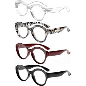 imageEyekepper 4 Packing Round Reading Glasses Women Large Frame Stylish Readers 1504pcsmix