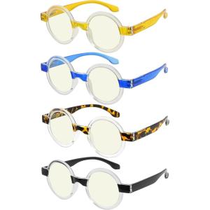 imageEyekepper 4Pack Round Reading Glasses for Women Retro Readers Eyeglasses 150Tblue Light Blockingb404 Pairs