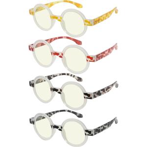imageEyekepper 4Pack Round Reading Glasses for Women Retro Readers Eyeglasses 150Zblue Light Blockingb404 Pairs