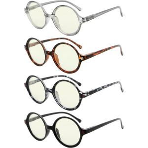 imageEyekepper 4pack Reading Glasses Women Small Lens Round Readers 200Blue Light Blocking Reading Glasses