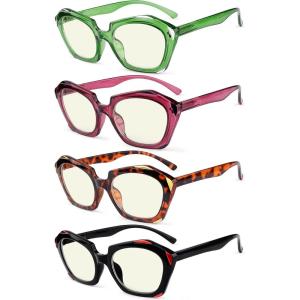imageEyekepper 5pack Reading Glasses for Women Design Readers Oval Lens 10Blue Light Blocking Reading Glasses