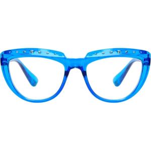 imageEyekepper Reading Glasses for Women Rhinestone Readers Oversize HalfMoon Design Eyeglasses  BlueBlue