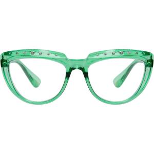 imageEyekepper Reading Glasses for Women Rhinestone Readers Oversize HalfMoon Design Eyeglasses  BlueGreen