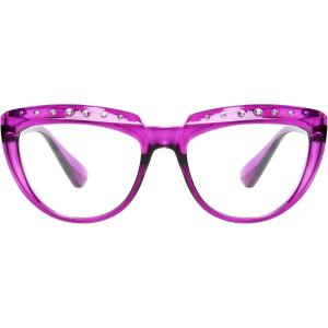 imageEyekepper Reading Glasses for Women Rhinestone Readers Oversize HalfMoon Design Eyeglasses  BluePurple