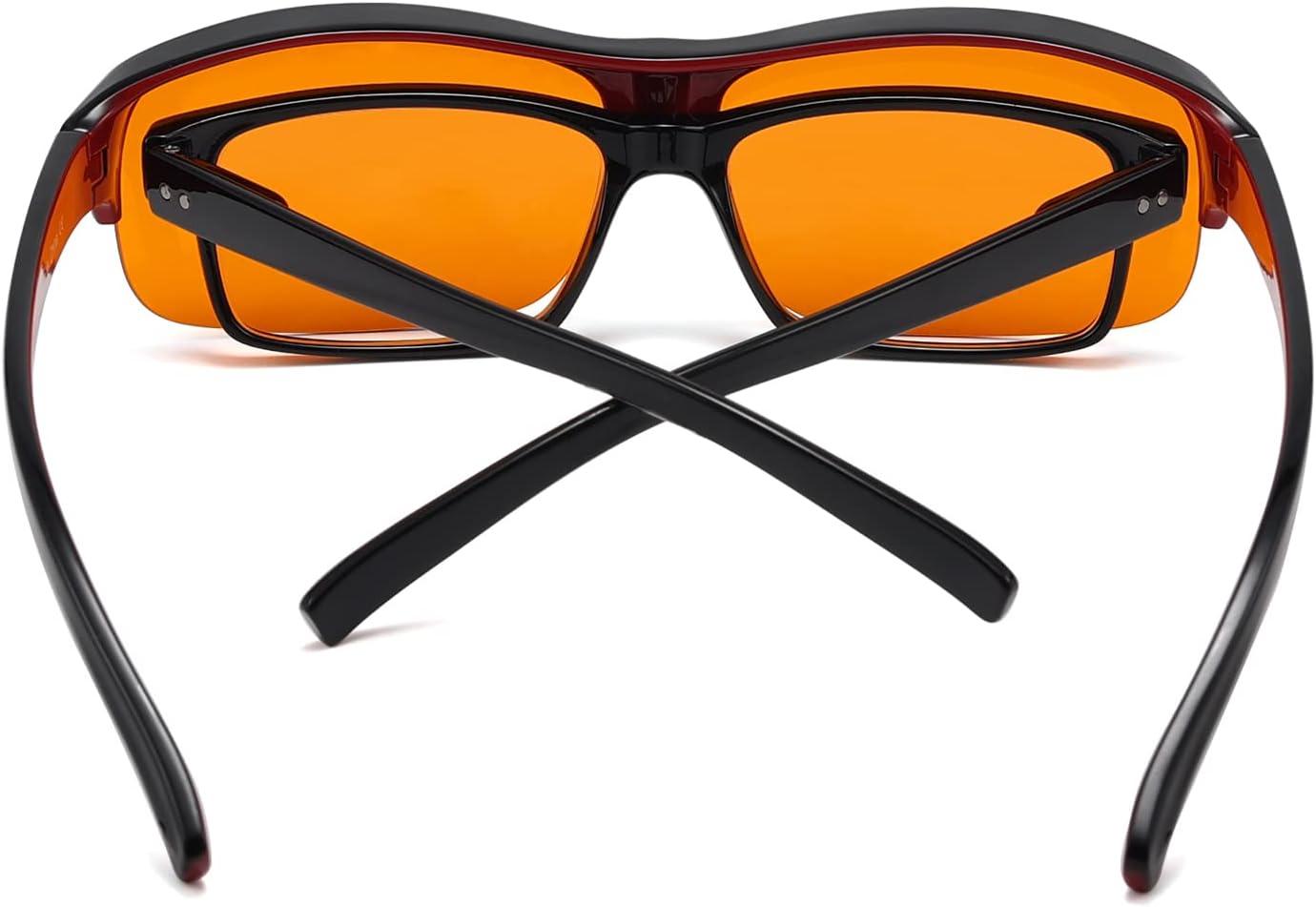 imageEyekepper 100 Blue Light ReductionHuge Fitover AntiBlue Blocking Computer Eyeglasses with Extra Amber Lenses Tortoise1801black Red100 Blue Light Blocking