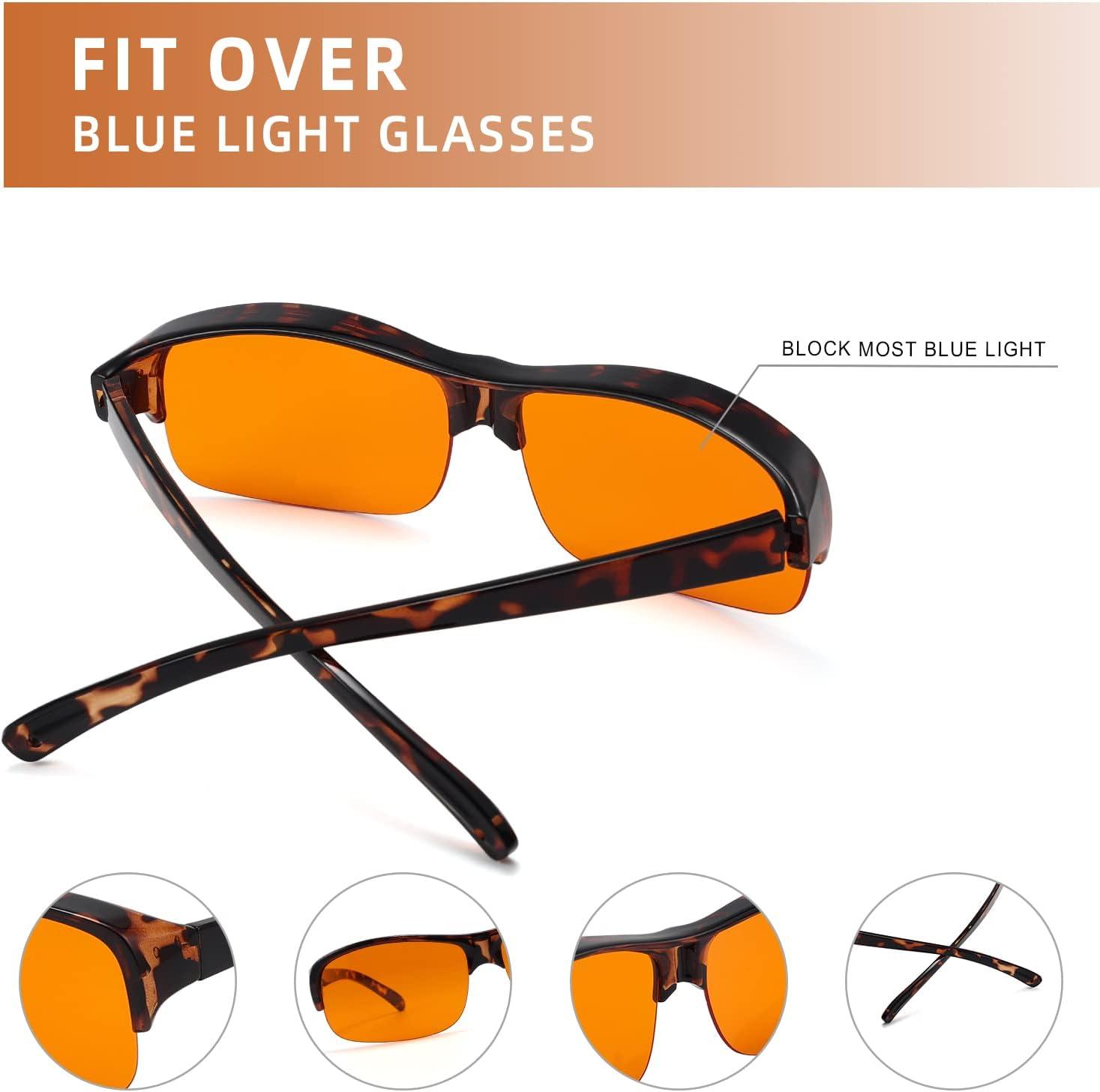 imageEyekepper 100 Blue Light ReductionHuge Fitover AntiBlue Blocking Computer Eyeglasses with Extra Amber Lenses Tortoise1801tortoise100 Blue Light Blocking