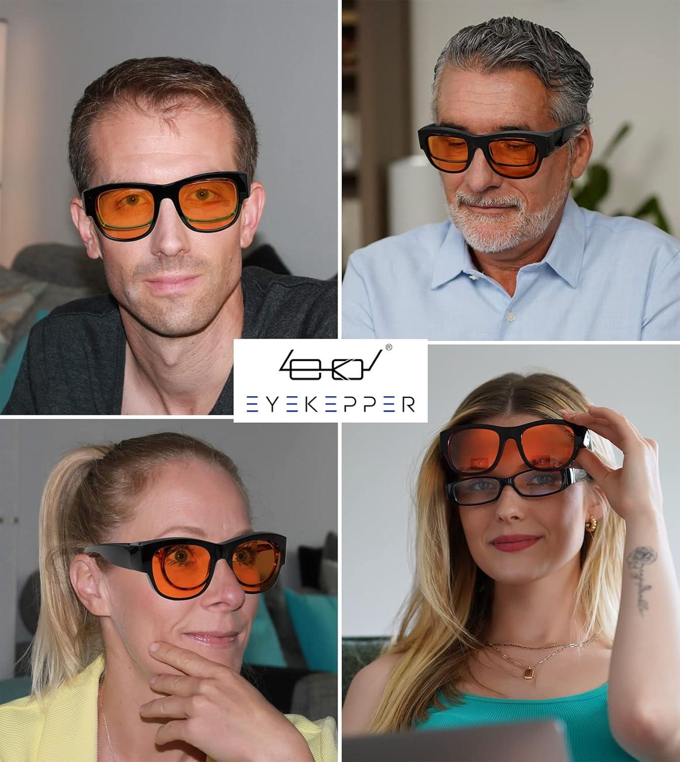 imageEyekepper 100 Blue Light ReductionHuge Fitover AntiBlue Blocking Computer Eyeglasses with Extra Amber Lenses Tortoise1802black Red100 Blue Light Blocking