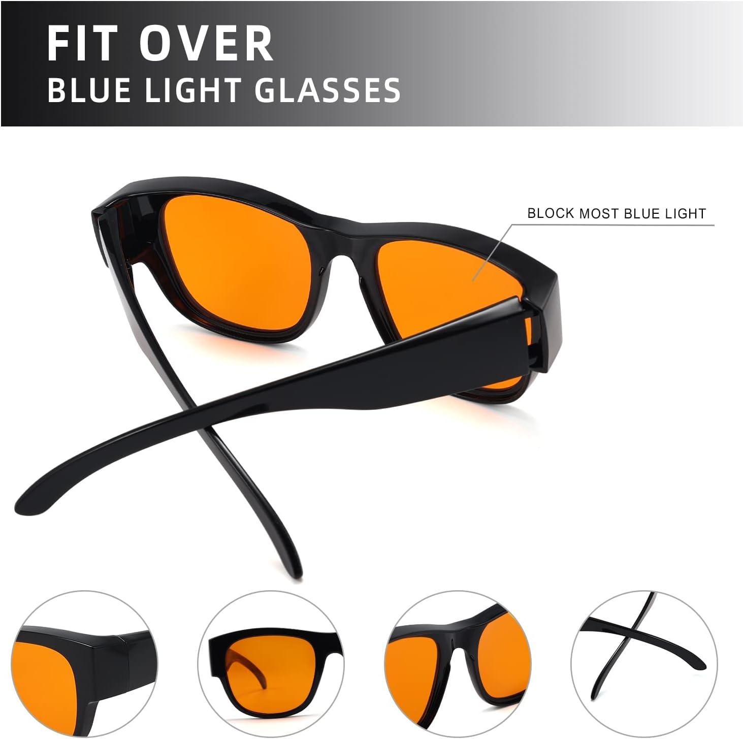 imageEyekepper 100 Blue Light ReductionHuge Fitover AntiBlue Blocking Computer Eyeglasses with Extra Amber Lenses Tortoise1802black100 Blue Light Blocking