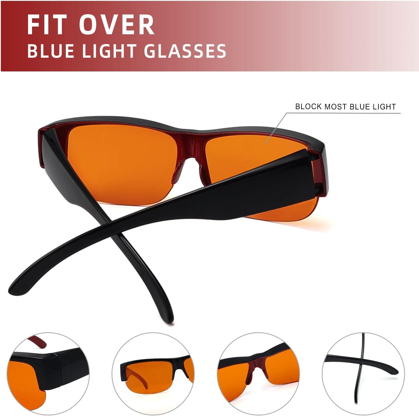 imageEyekepper 100 Blue Light ReductionHuge Fitover AntiBlue Blocking Computer Eyeglasses with Extra Amber Lenses Tortoise1803black Red100 Blue Light Blocking
