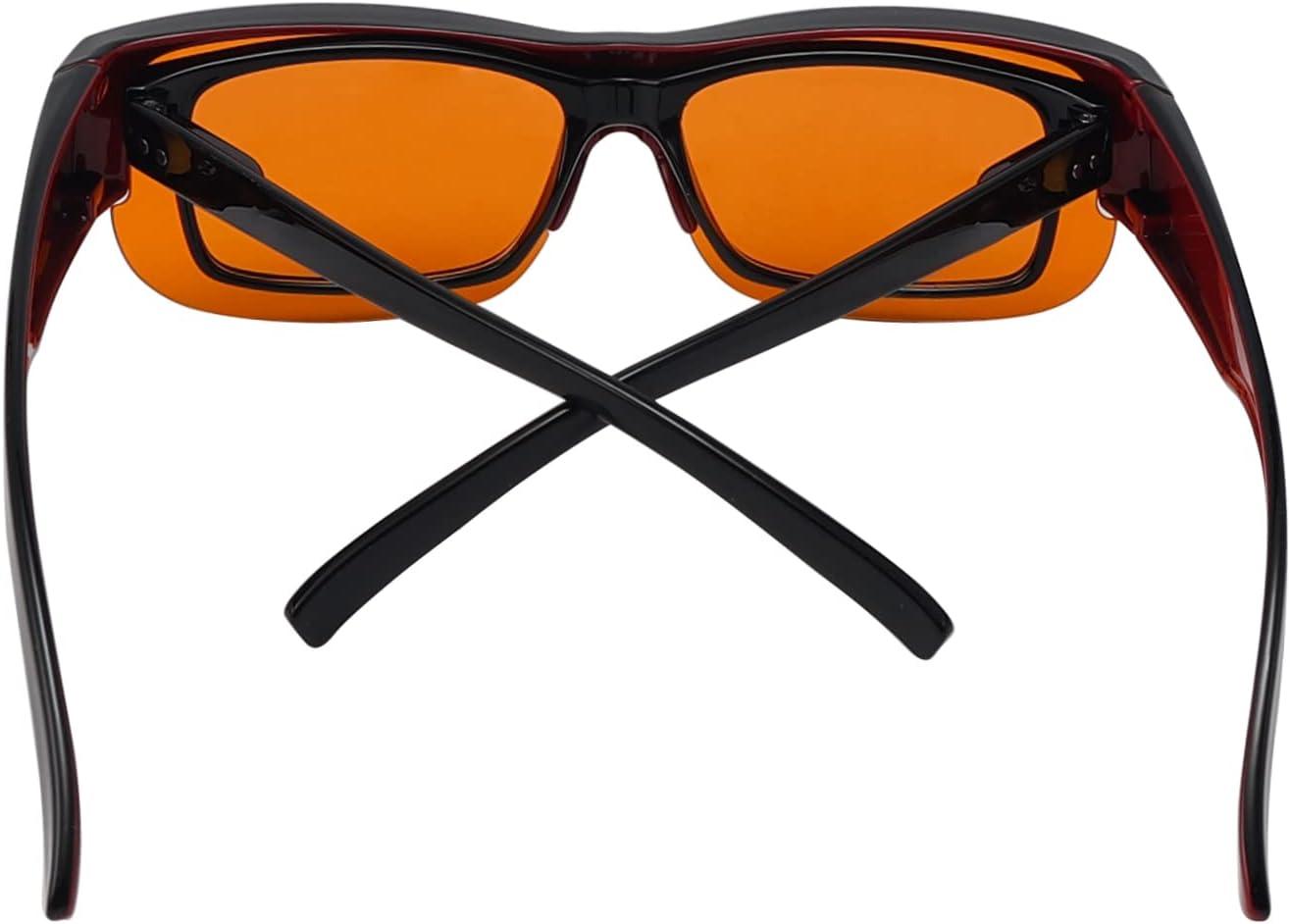 imageEyekepper 100 Blue Light ReductionHuge Fitover AntiBlue Blocking Computer Eyeglasses with Extra Amber Lenses Tortoise1803black Red100 Blue Light Blocking