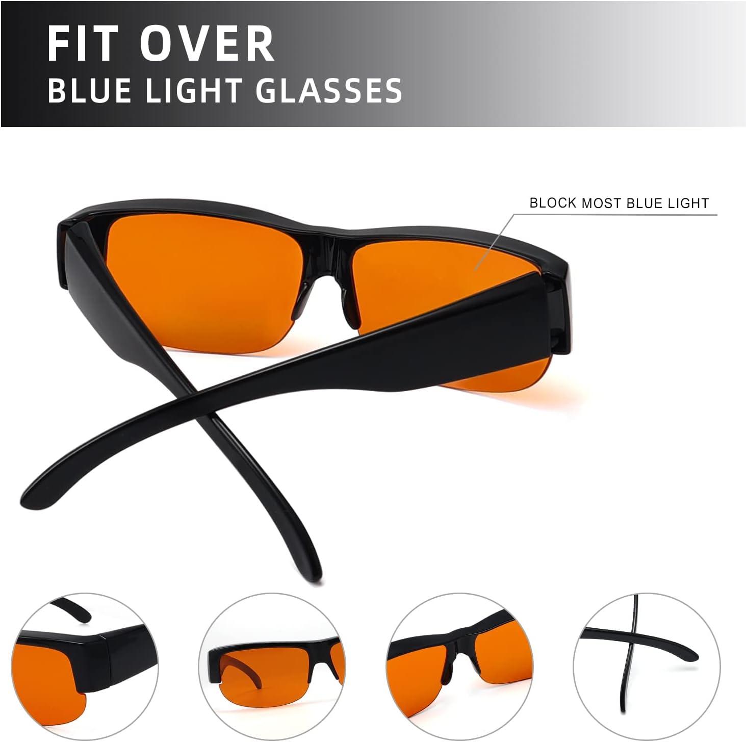 imageEyekepper 100 Blue Light ReductionHuge Fitover AntiBlue Blocking Computer Eyeglasses with Extra Amber Lenses Tortoise1803black100 Blue Light Blocking