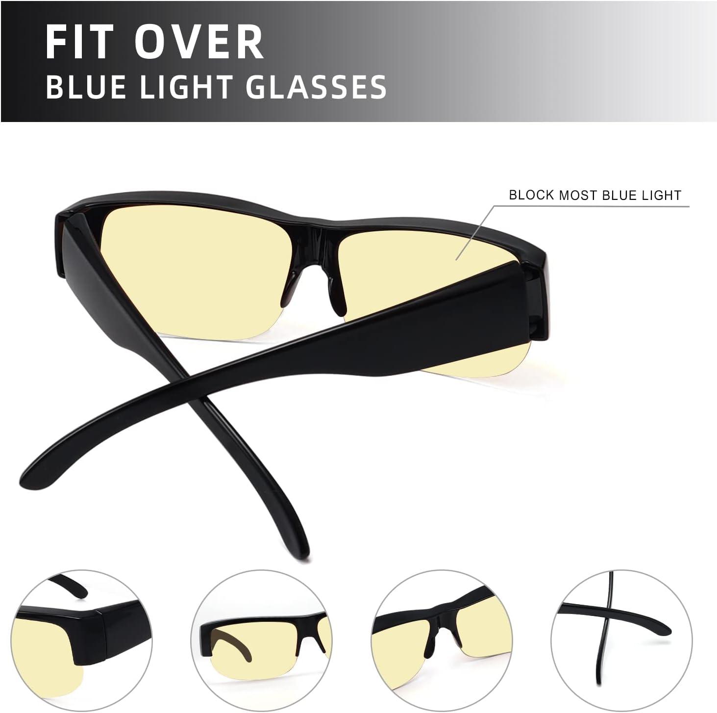 imageEyekepper 100 Blue Light ReductionHuge Fitover AntiBlue Blocking Computer Eyeglasses with Extra Amber Lenses Tortoise1803black30 Blue Light Blocking