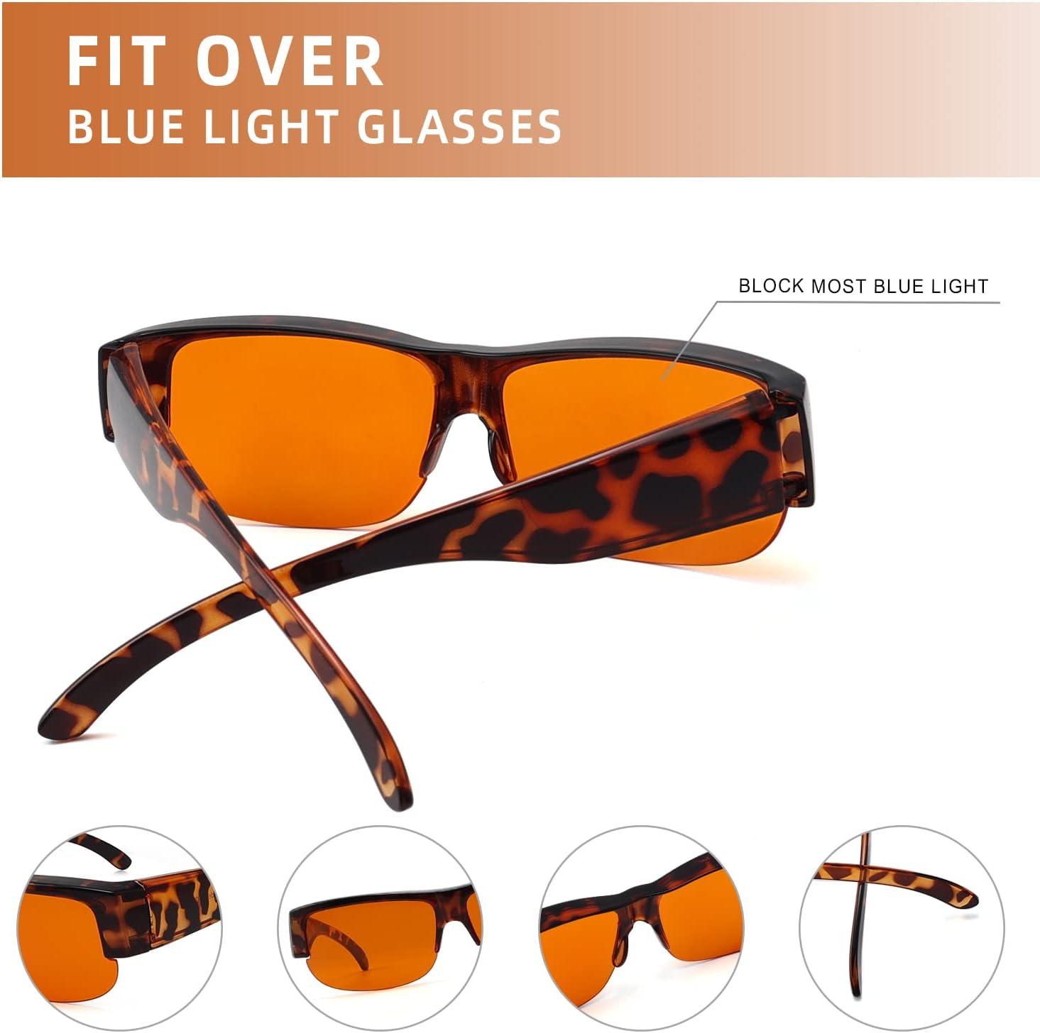 imageEyekepper 100 Blue Light ReductionHuge Fitover AntiBlue Blocking Computer Eyeglasses with Extra Amber Lenses Tortoise1803tortoise100 Blue Light Blocking