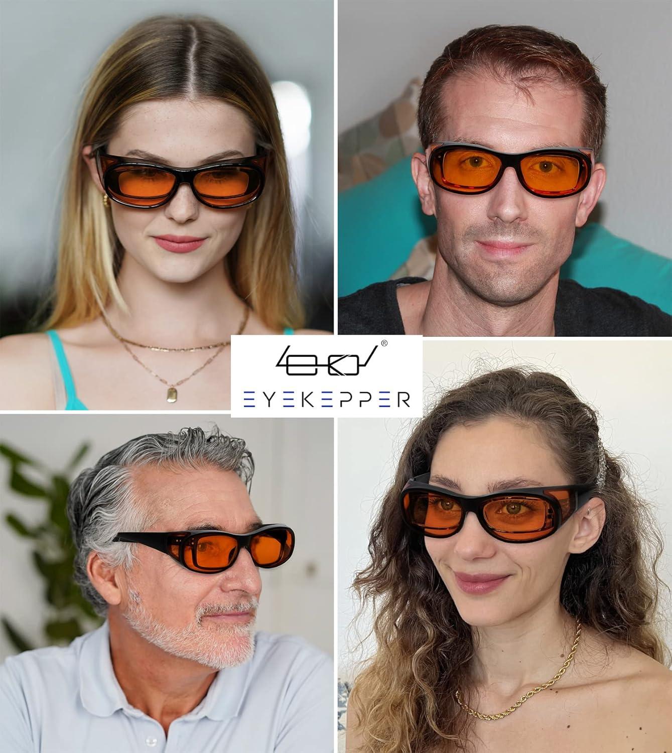 imageEyekepper 100 Blue Light ReductionHuge Fitover AntiBlue Blocking Computer Eyeglasses with Extra Amber Lenses Tortoise1804black100 Blue Light Blocking