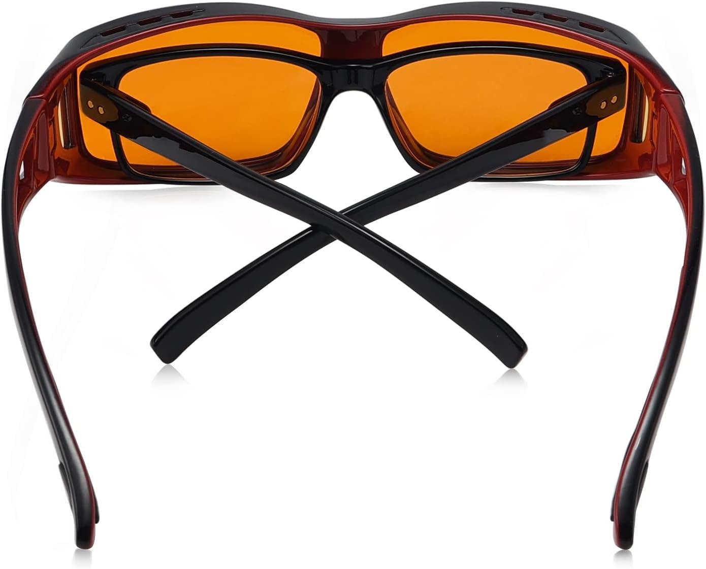 imageEyekepper 100 Blue Light ReductionHuge Fitover AntiBlue Blocking Computer Eyeglasses with Extra Amber Lenses Tortoise1805black Red100 Blue Light Blocking