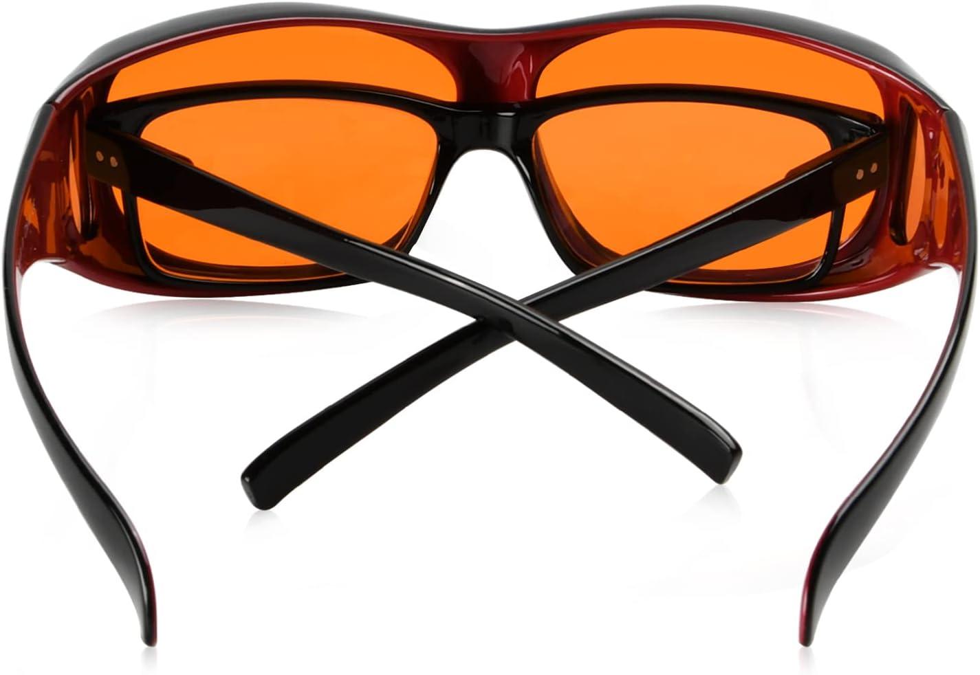 imageEyekepper 100 Blue Light ReductionHuge Fitover AntiBlue Blocking Computer Eyeglasses with Extra Amber Lenses Tortoise1806black Red100 Blue Light Blocking