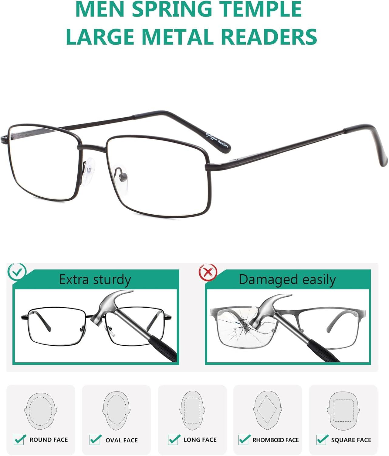 imageEyekepper 2 Pack Reading Glasses Blue Light Blocking Metal Frame Computer Readers Amber Tinted 050Black