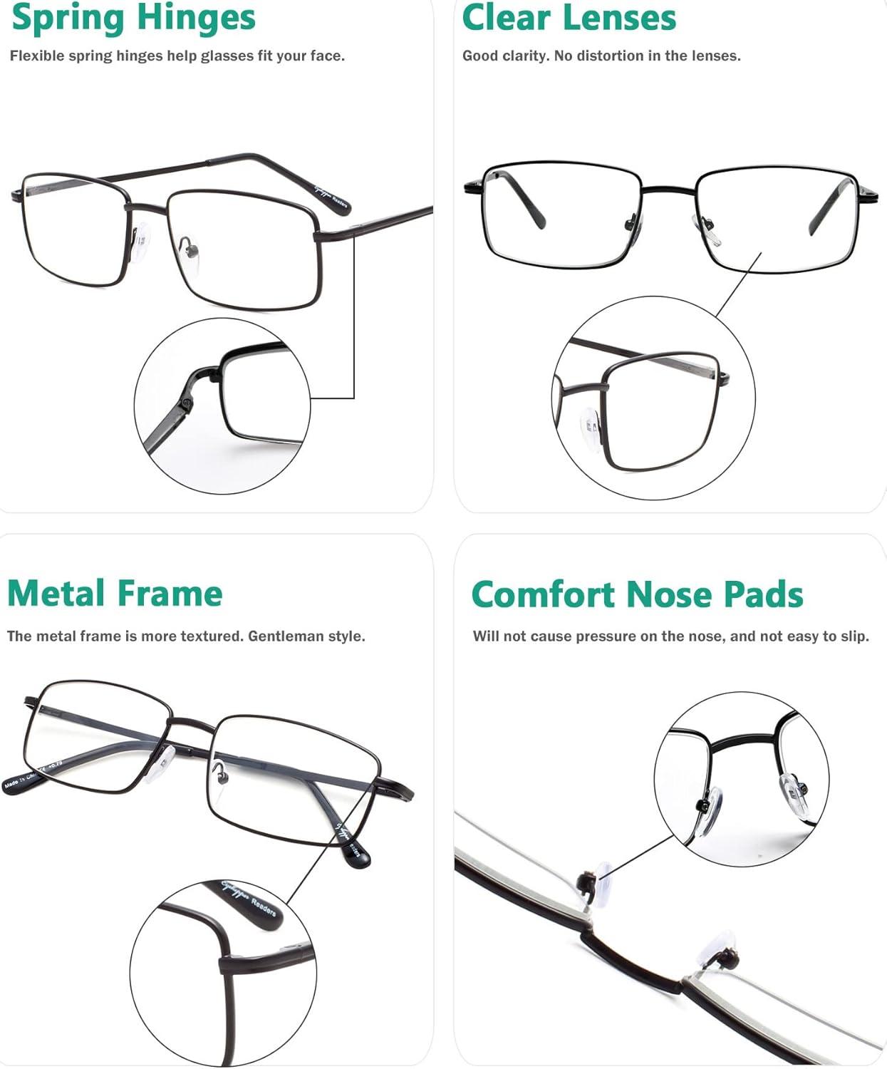 imageEyekepper 2 Pack Reading Glasses Blue Light Blocking Metal Frame Computer Readers Amber Tinted 050Black