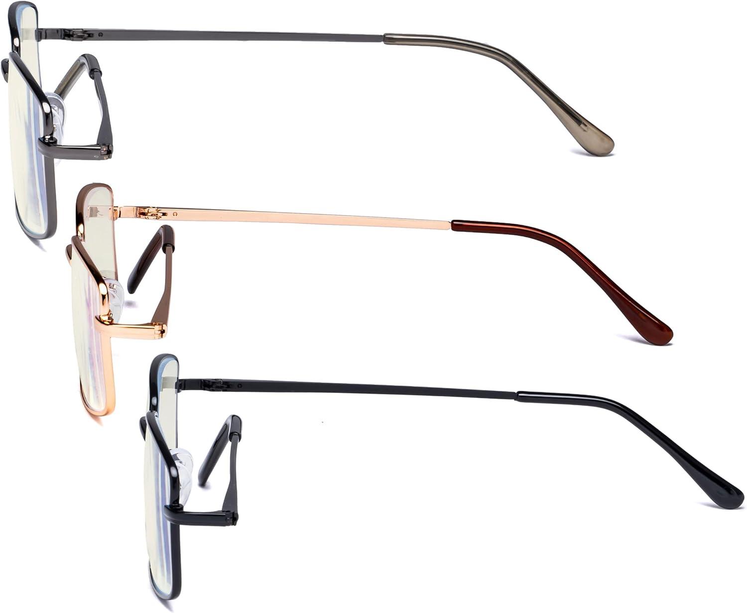 imageEyekepper 2 Pack Reading Glasses Blue Light Blocking Metal Frame Computer Readers Amber Tinted 050Blue Light Blockingb403 Pairs