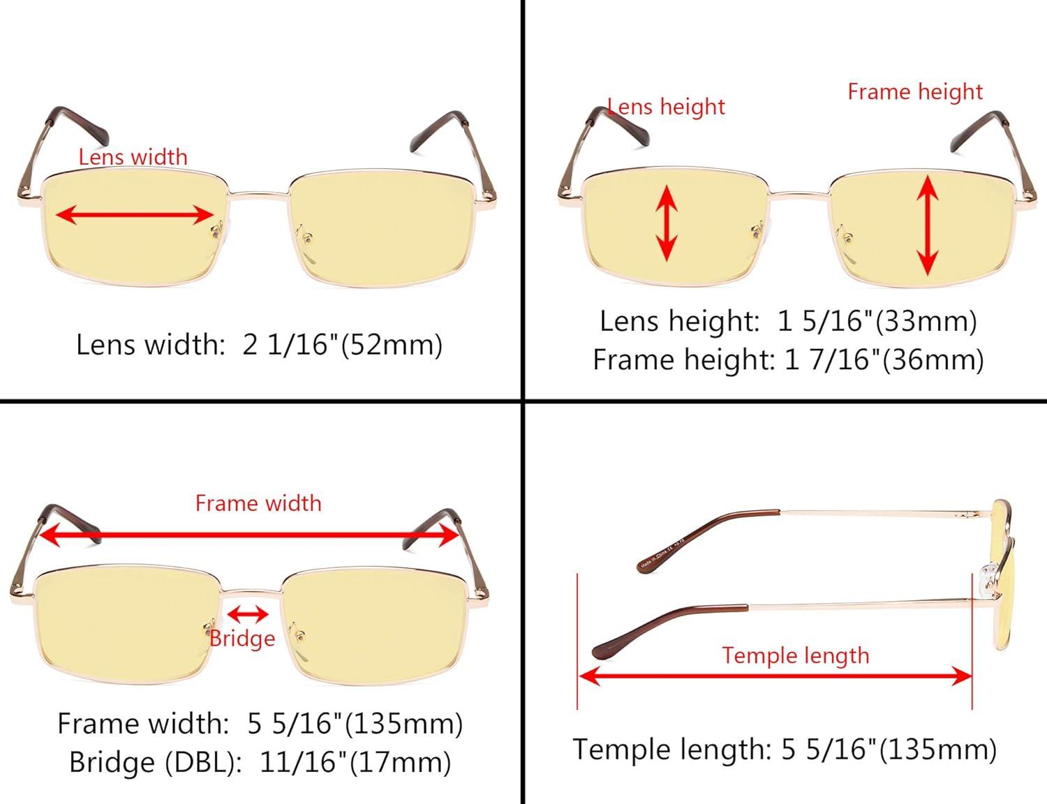 imageEyekepper 2 Pack Reading Glasses Blue Light Blocking Metal Frame Computer Readers Amber Tinted 050Blue Light Blockingb603 Pairs