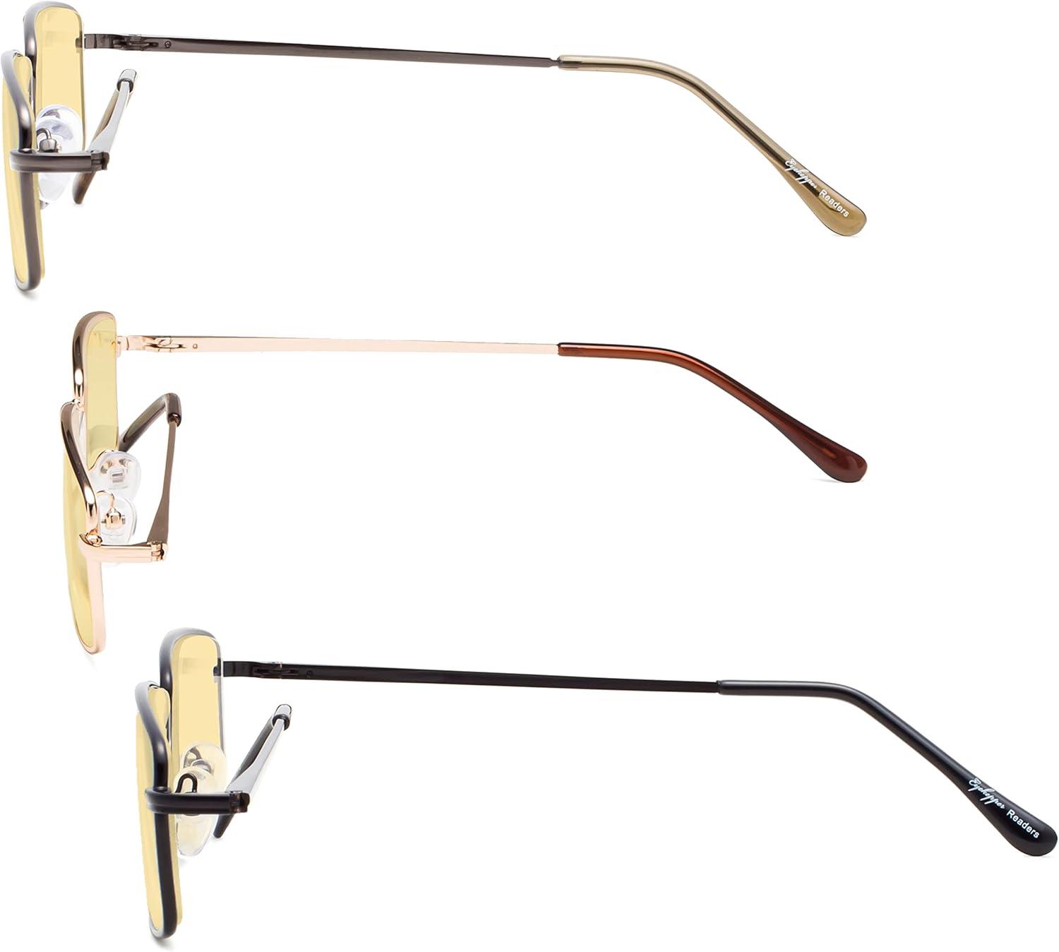 imageEyekepper 2 Pack Reading Glasses Blue Light Blocking Metal Frame Computer Readers Amber Tinted 050Blue Light Blockingb603 Pairs