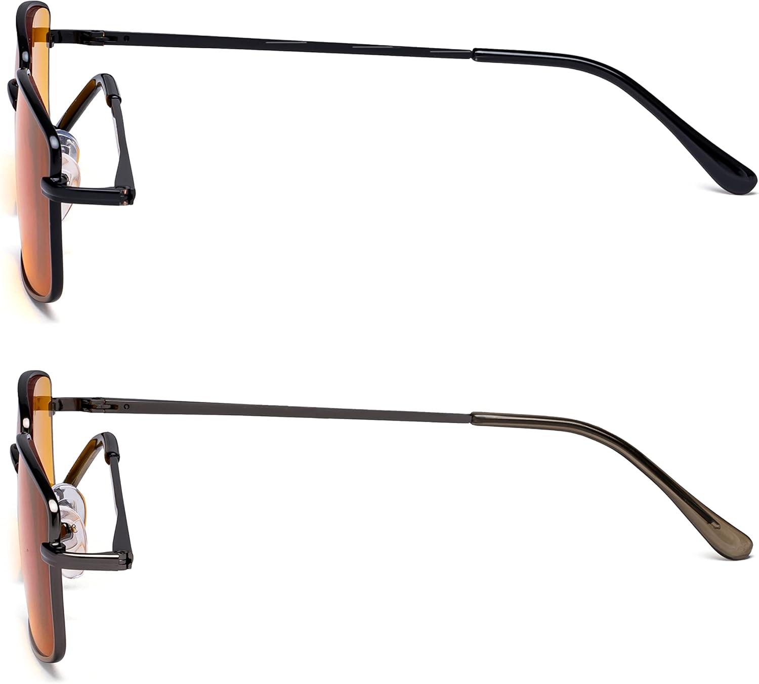 imageEyekepper 2 Pack Reading Glasses Blue Light Blocking Metal Frame Computer Readers Amber Tinted 050Blue Light Blockingb982 Pairs