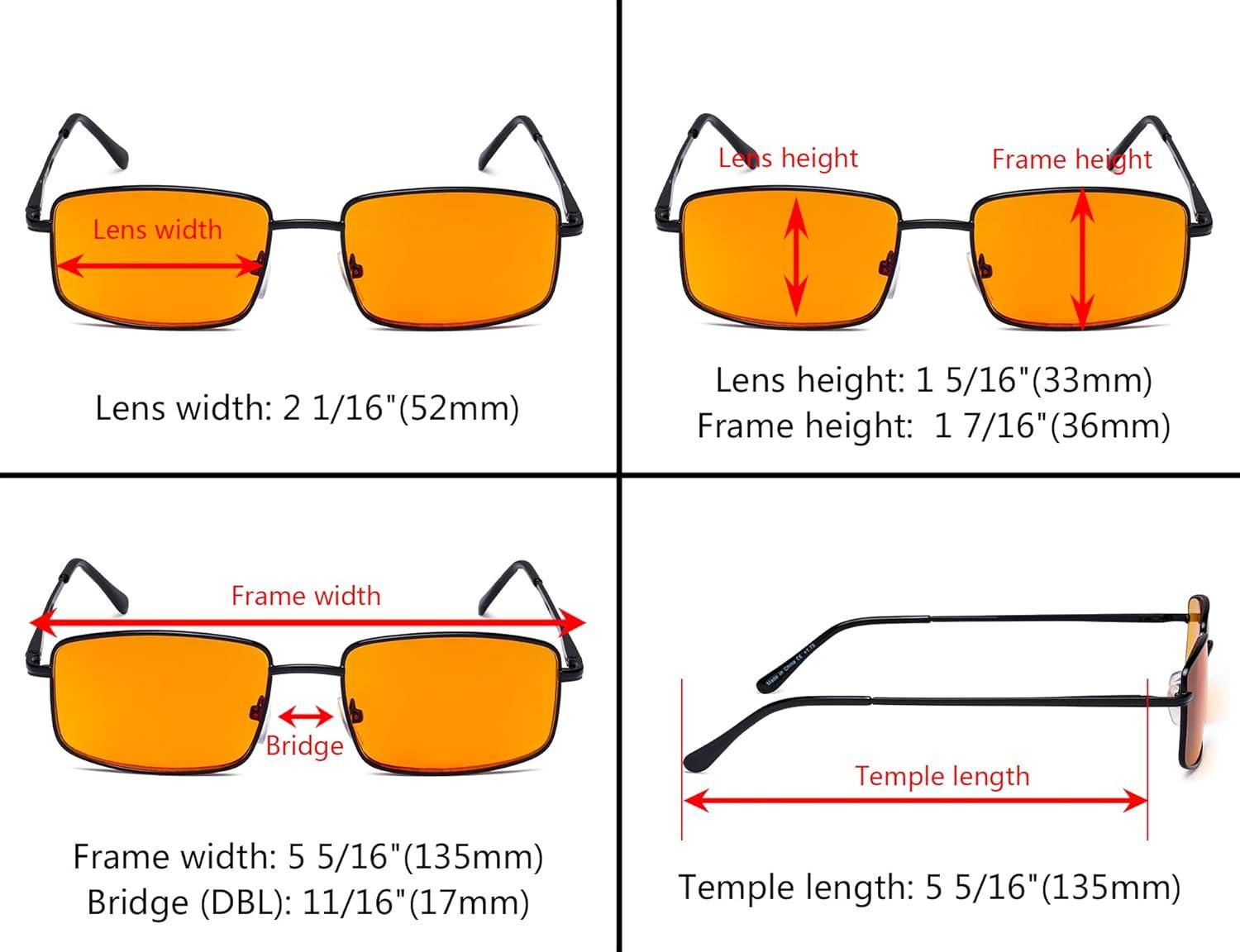 imageEyekepper 2 Pack Reading Glasses Blue Light Blocking Metal Frame Computer Readers Amber Tinted 050Blue Light Blockingb982 Pairs