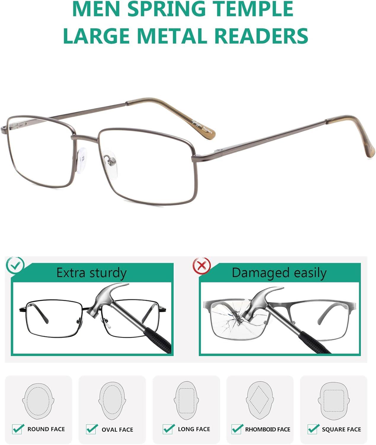 imageEyekepper 2 Pack Reading Glasses Blue Light Blocking Metal Frame Computer Readers Amber Tinted 050Mix