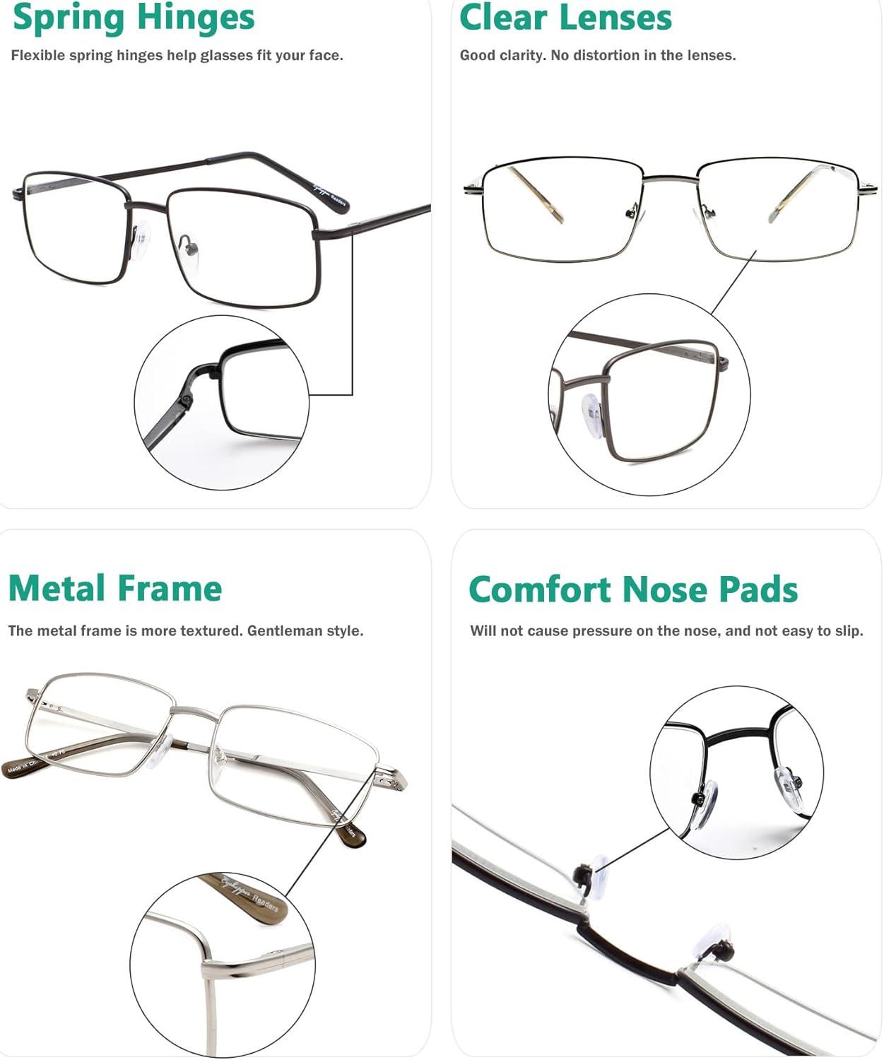 imageEyekepper 2 Pack Reading Glasses Blue Light Blocking Metal Frame Computer Readers Amber Tinted 050Mix
