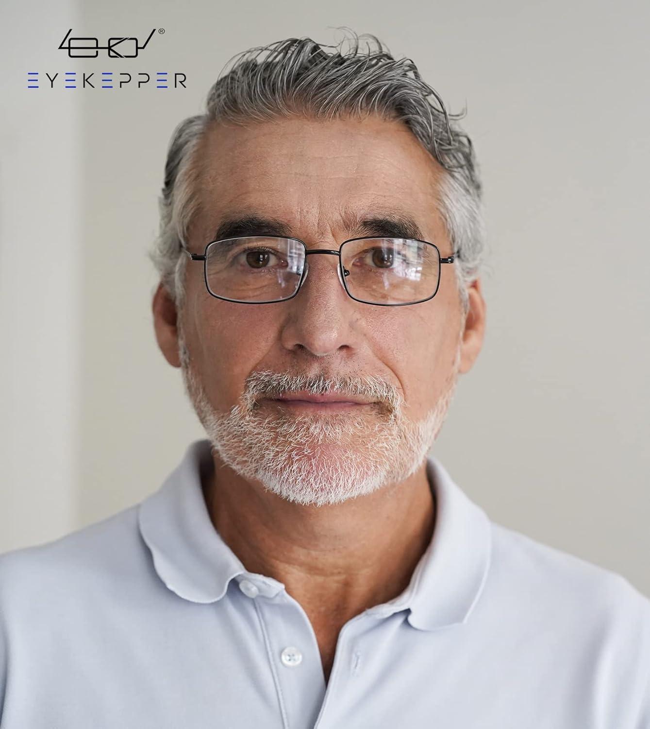 imageEyekepper 2 Pack Reading Glasses Blue Light Blocking Metal Frame Computer Readers Amber Tinted 050Mix