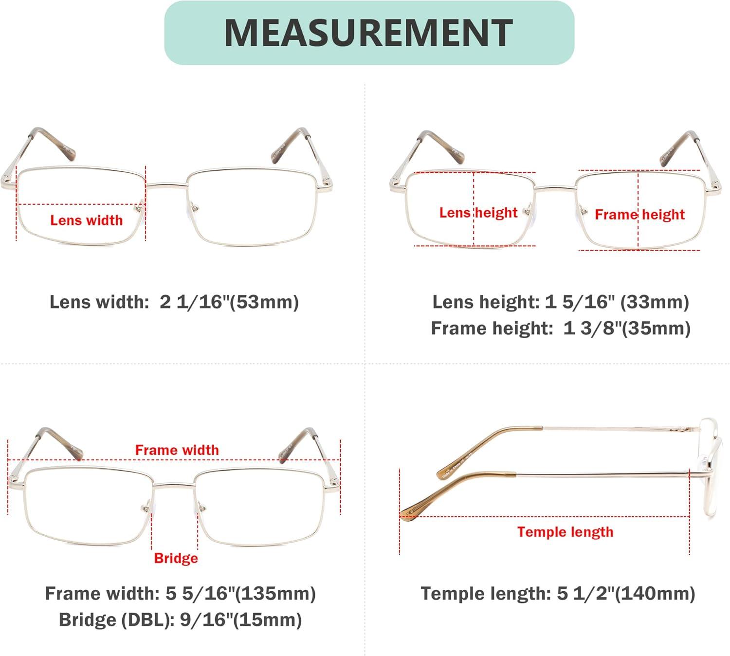 imageEyekepper 2 Pack Reading Glasses Blue Light Blocking Metal Frame Computer Readers Amber Tinted 050Silver