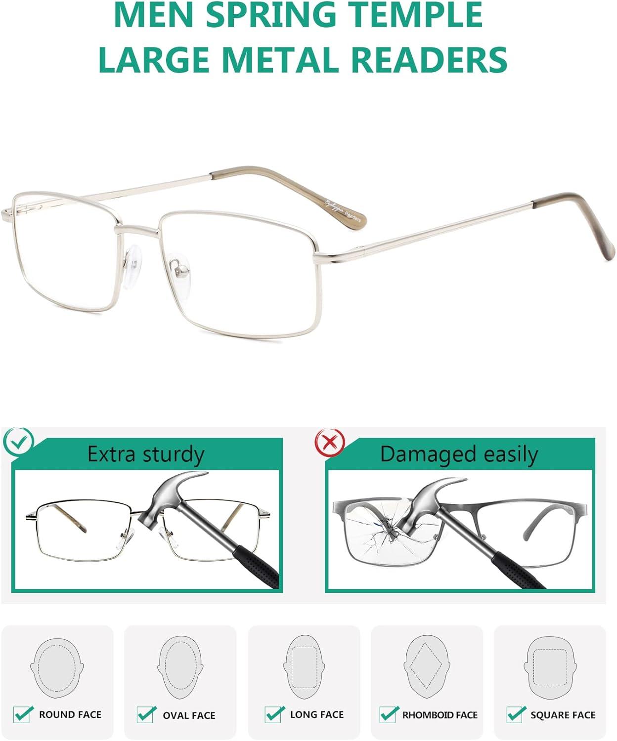 imageEyekepper 2 Pack Reading Glasses Blue Light Blocking Metal Frame Computer Readers Amber Tinted 050Silver