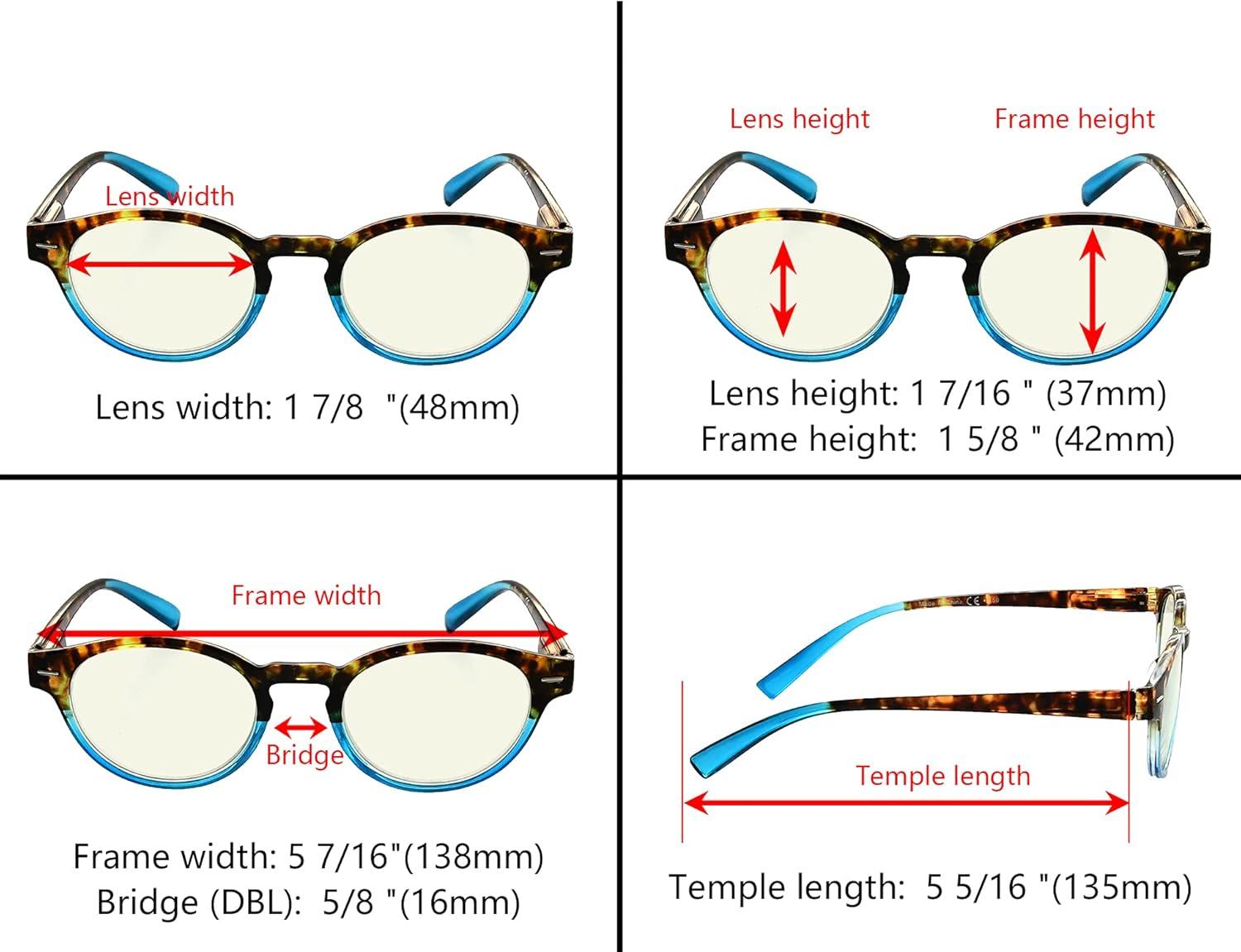 imageEyekepper 3 Pack Round Computer Reading Glasses Oval Stylish Blue Light Blocking Readers for Women with Amber Tinted 050Blue Light Blockingb403 Pairs