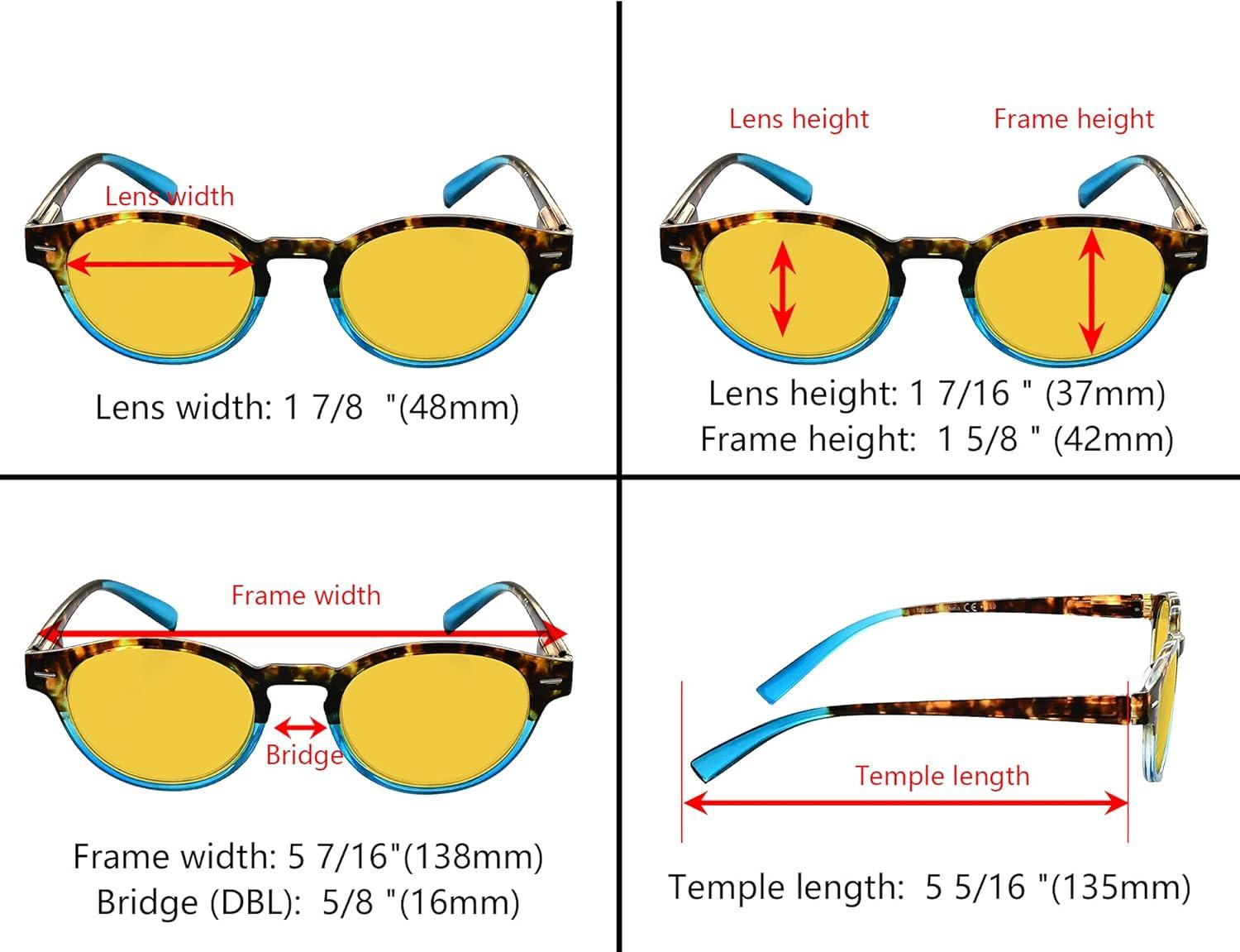 imageEyekepper 3 Pack Round Computer Reading Glasses Oval Stylish Blue Light Blocking Readers for Women with Amber Tinted 050Blue Light Blockingb903 Pairs