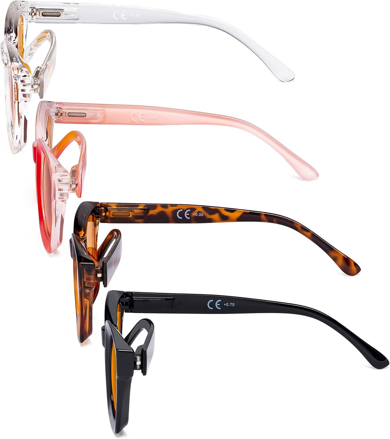 imageEyekepper 4 Pack Ladies Computer Glasses Oversized Square Design Blue Light Filter Readers Orange Tinted 200Blue Light Blockingb984 Pairs