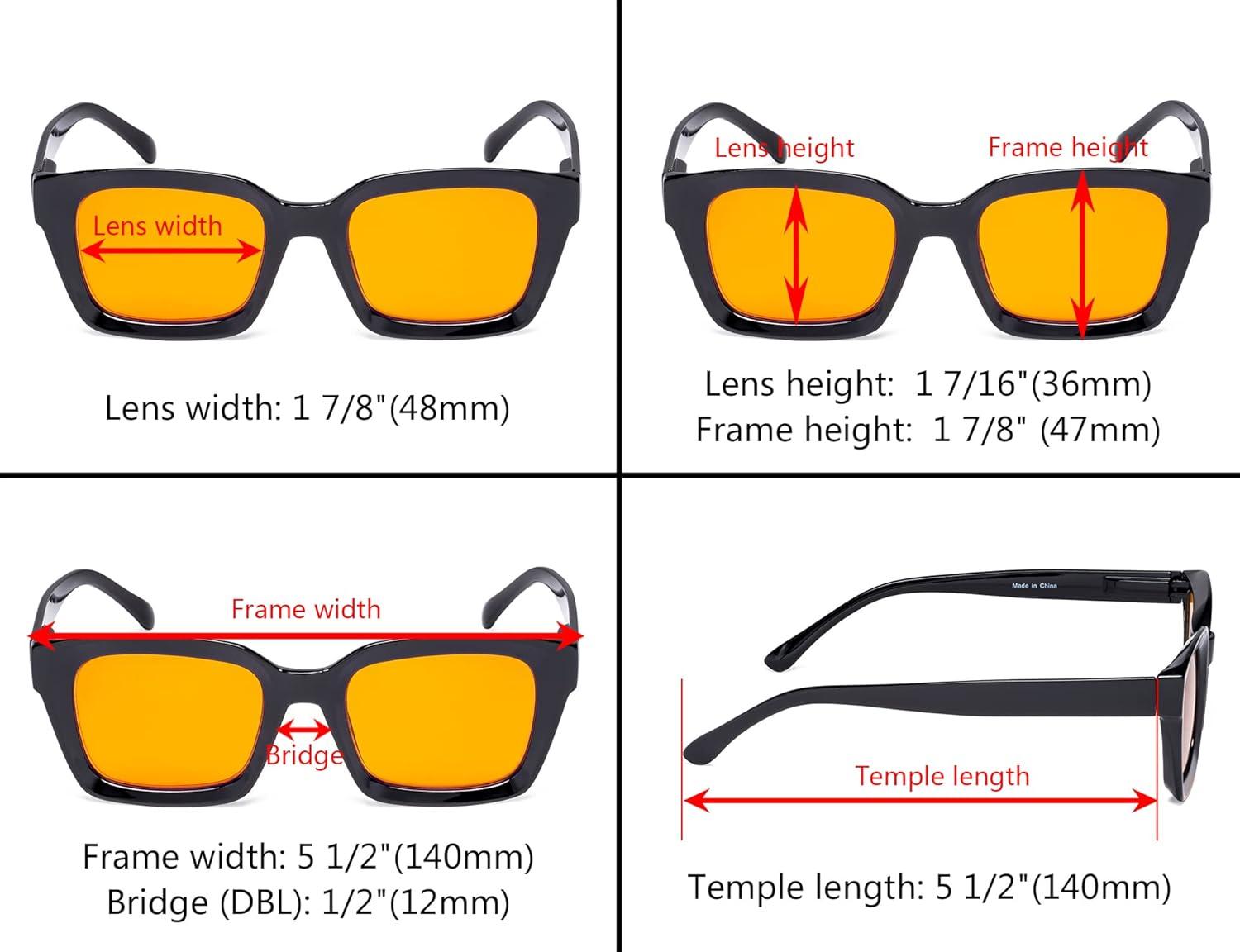 imageEyekepper 4 Pack Ladies Computer Glasses Oversized Square Design Blue Light Filter Readers Orange Tinted 200Blue Light Blockingb984 Pairs