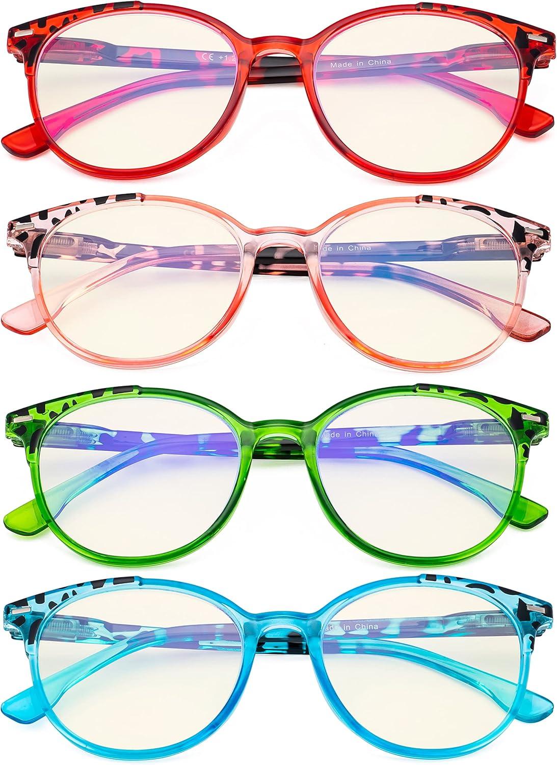 imageEyekepper 4 Pack Ladies Reading Glasses  Oversize Round Stylish Readers for Women Reading 100Blue Light Blockingb404 Pairs