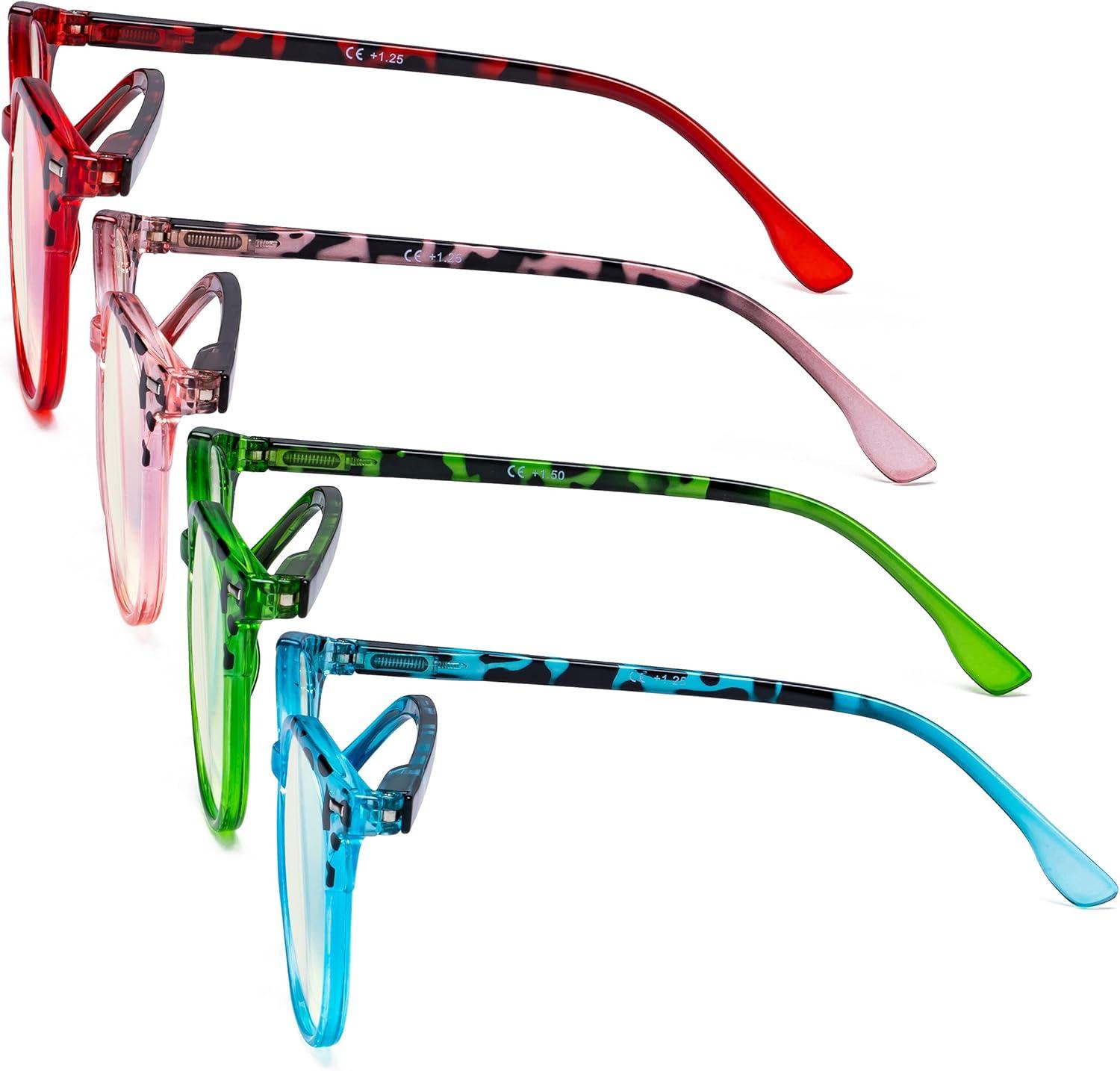imageEyekepper 4 Pack Ladies Reading Glasses  Oversize Round Stylish Readers for Women Reading 100Blue Light Blockingb404 Pairs