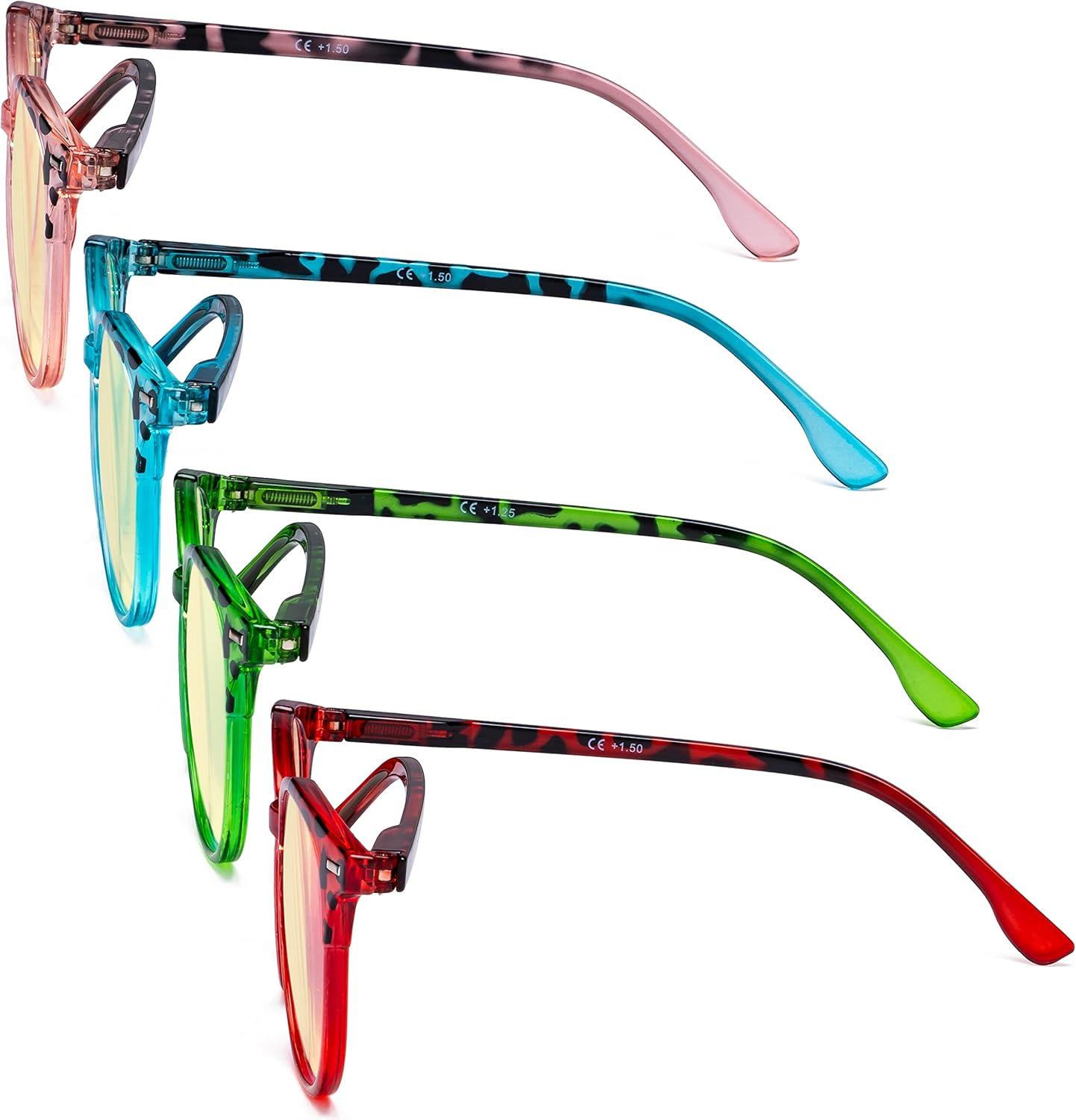 imageEyekepper 4 Pack Ladies Reading Glasses  Oversize Round Stylish Readers for Women Reading 100Blue Light Blockingb604 Pairs