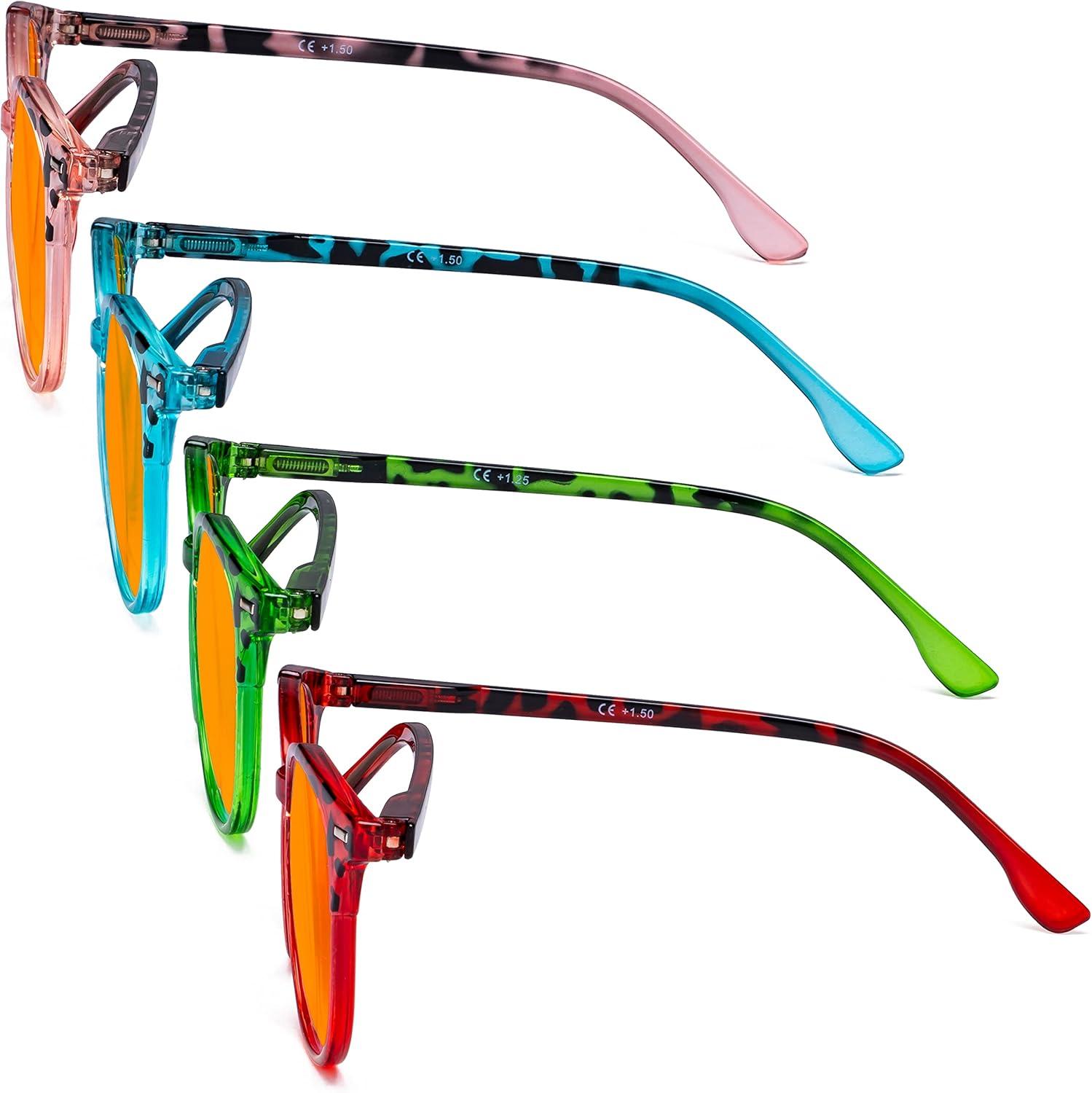 imageEyekepper 4 Pack Ladies Reading Glasses  Oversize Round Stylish Readers for Women Reading 100Blue Light Blockingb984 Pairs