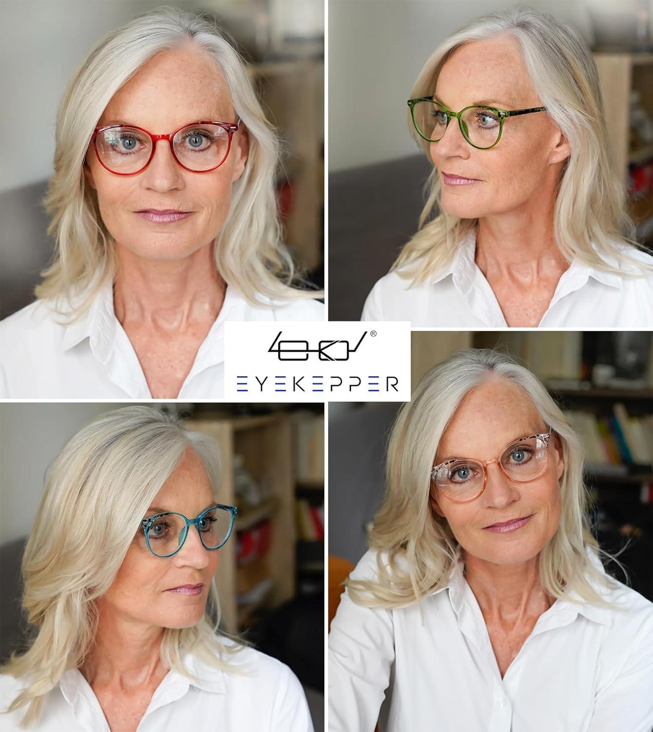 imageEyekepper 4 Pack Ladies Reading Glasses  Oversize Round Stylish Readers for Women Reading 100R9002d4pcsmix