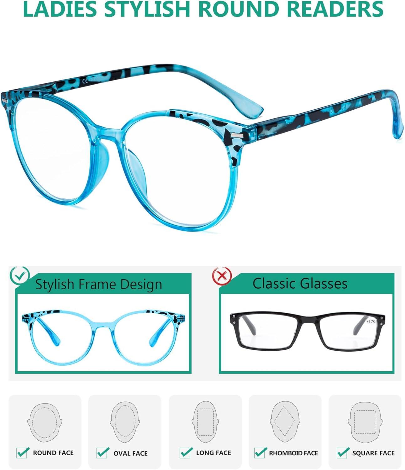 imageEyekepper 4 Pack Ladies Reading Glasses  Oversize Round Stylish Readers for Women Reading 100R9002d4pcsmix
