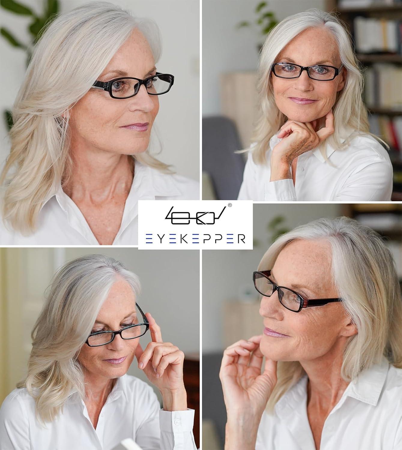 imageEyekepper 4pack Reading Glasses Blue Light Blocking for Women Amber Tinted 1504 Pairs Mix