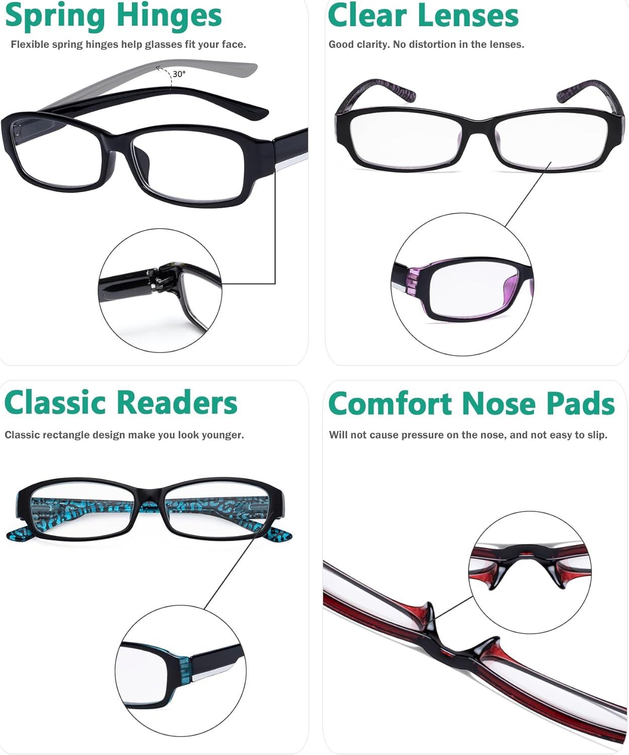 imageEyekepper 4pack Reading Glasses Blue Light Blocking for Women Amber Tinted 1504 Pairs Mix