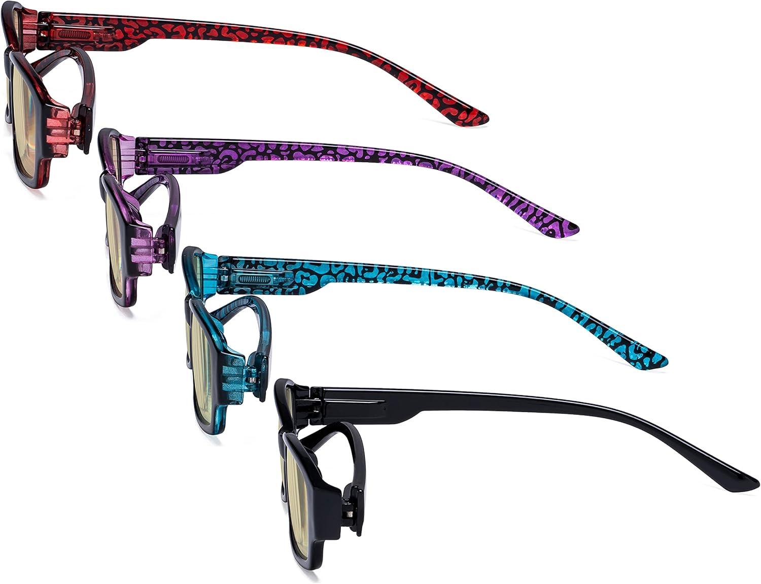 imageEyekepper 4pack Reading Glasses Blue Light Blocking for Women Amber Tinted 150Blue Light Blockingb604 Pairs