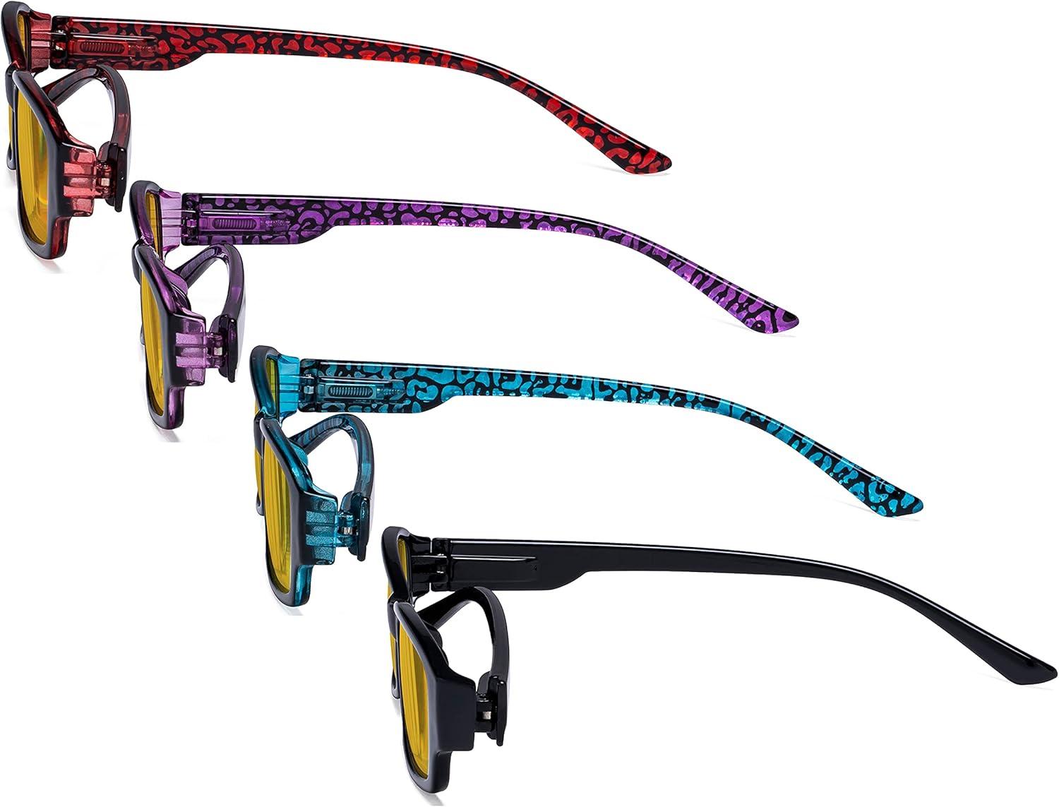 imageEyekepper 4pack Reading Glasses Blue Light Blocking for Women Amber Tinted 150Blue Light Blockingb904 Pairs