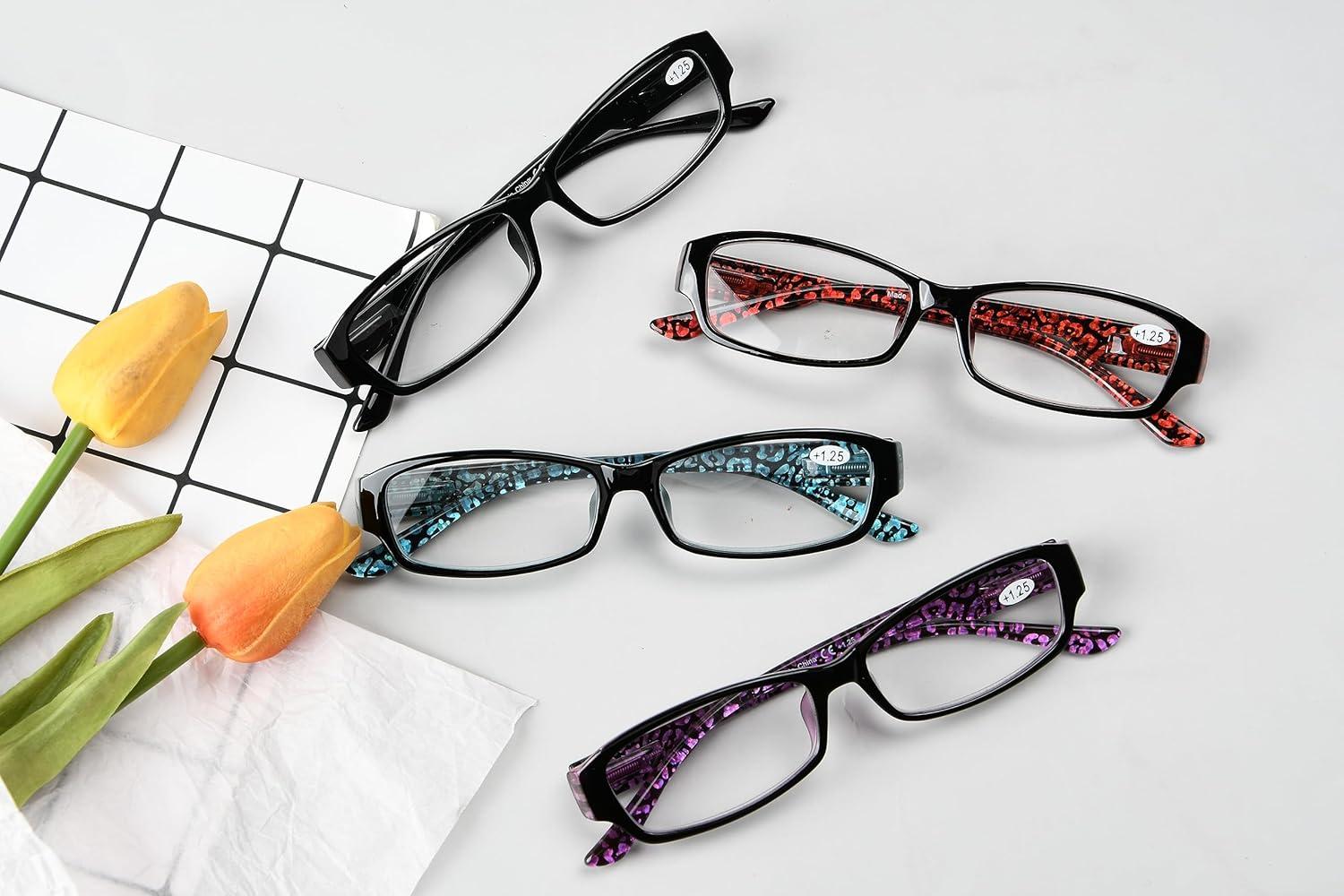 imageEyekepper 4pack Reading Glasses Blue Light Blocking for Women Yellow Tinted 2004 Pairs Mix