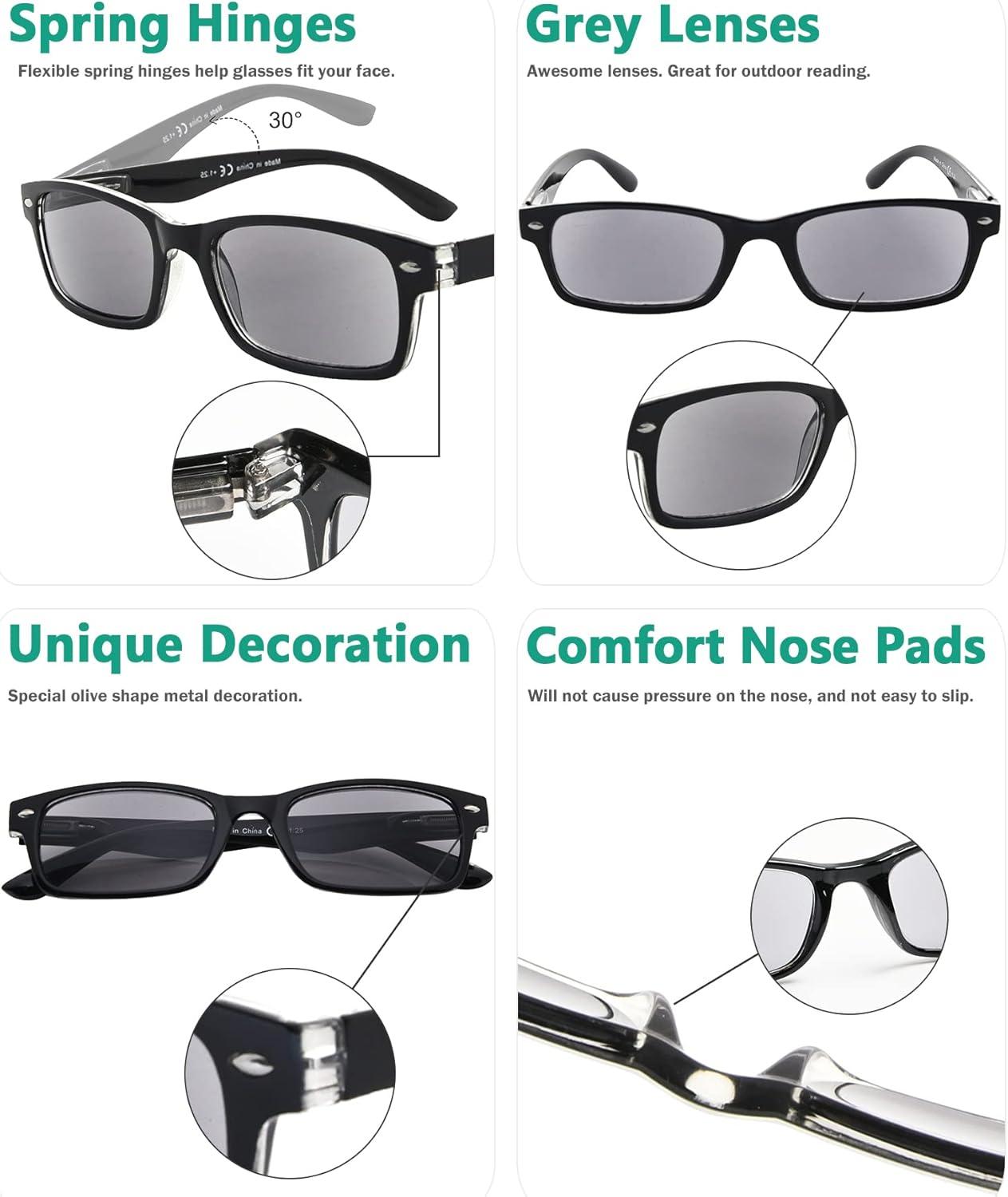 imageEyekepper 5 Pack Blue Light Filter Glasses Classic Computer Reading Glasses Orange Tinted 1255pcs All Grey Lens